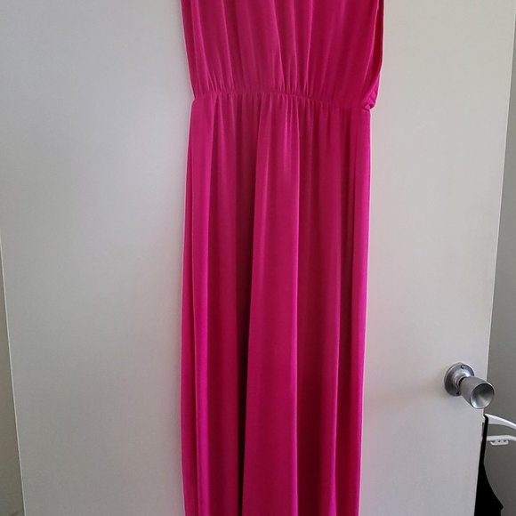 Sheike - Maxi Grecian-style Hot Pink Wrap Dress - Size 8 - Picture 3 of 4